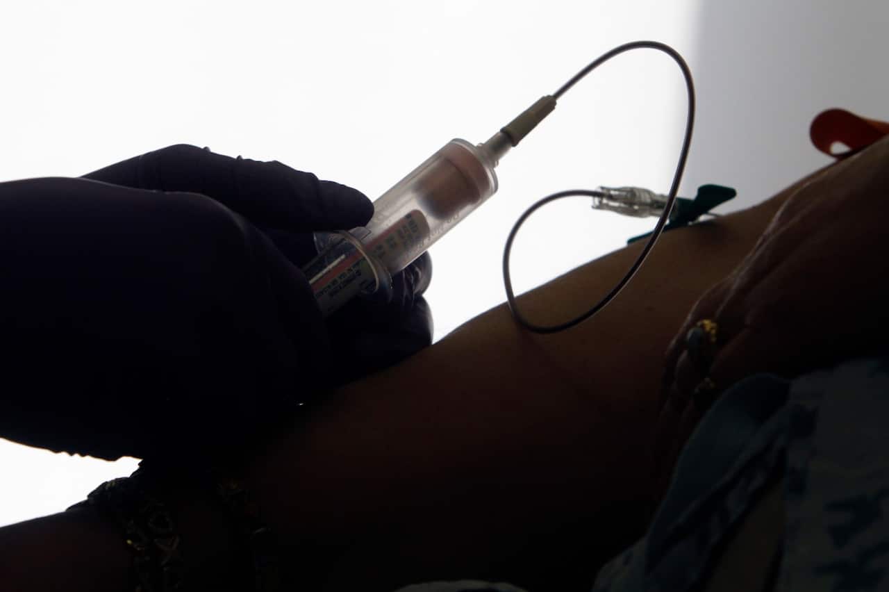 File image of a patient having her blood drawn for a liquid biopsy 