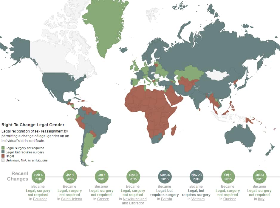 Equaldex countries where changing gender is legal