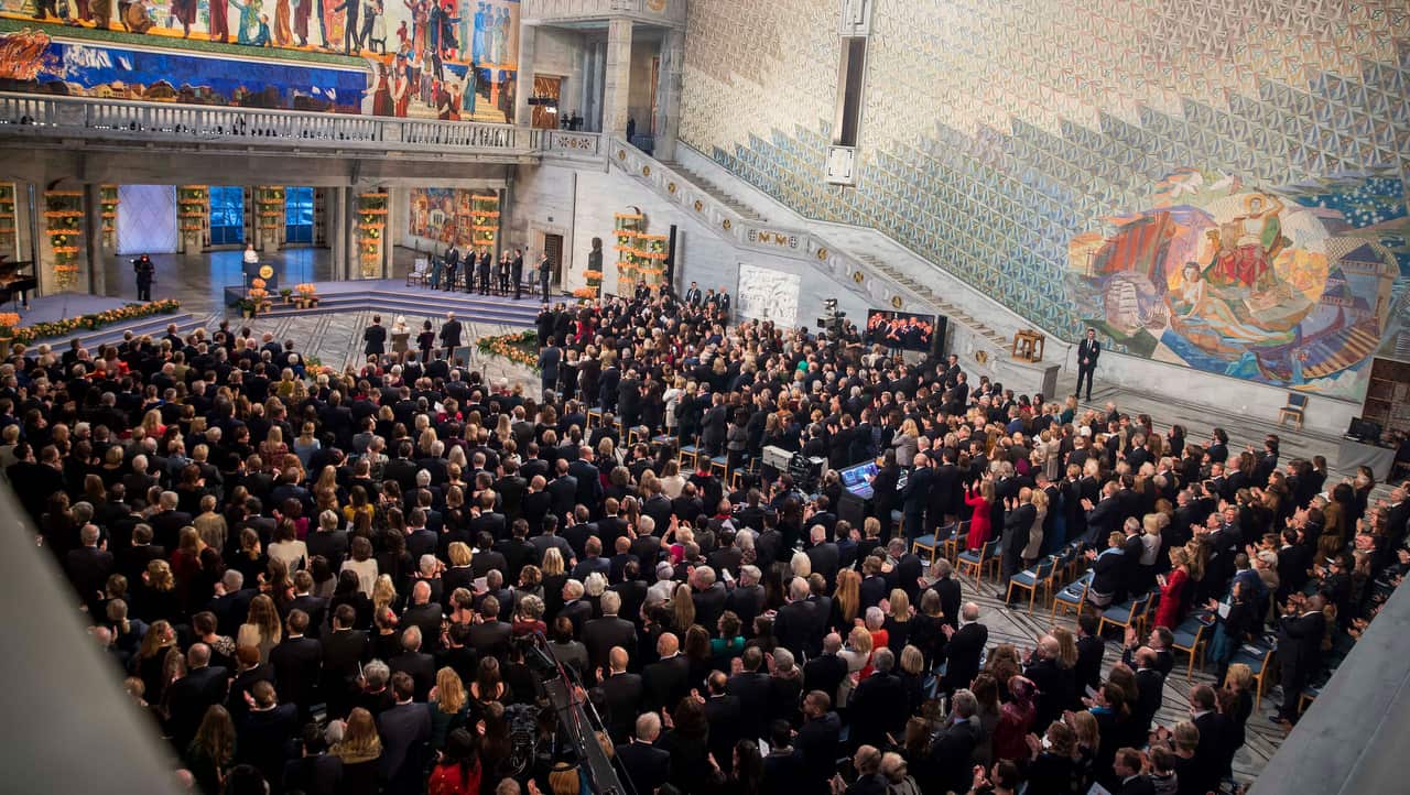 A general view during the Nobel Peace Prize 2018 Ceremony in Oslo Town Hall, Oslo.