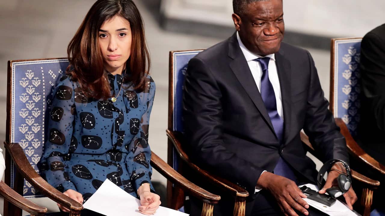 The Nobel Peace Prize 2018 Laureates Dr. Denis Mukwege and Nadia Murad attend the Nobel Peace Prize 2018 Ceremony in Oslo Town Hall, Oslo.