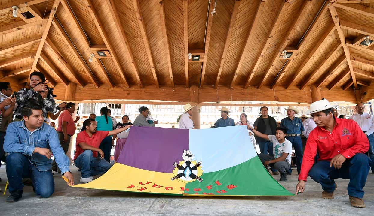 The twelve members of the recently elected Purepecha Indigenous council.