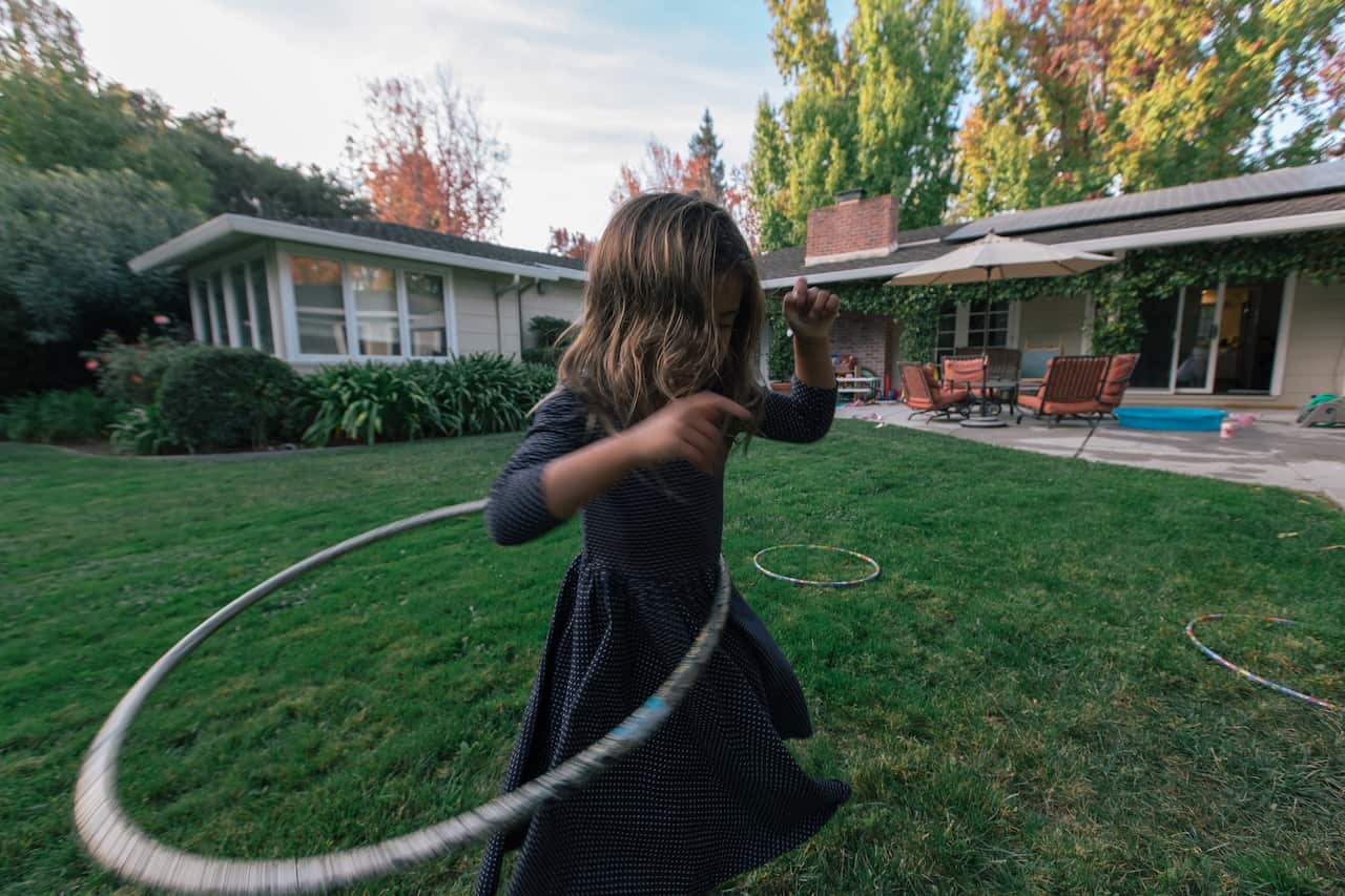 Girl playing outside