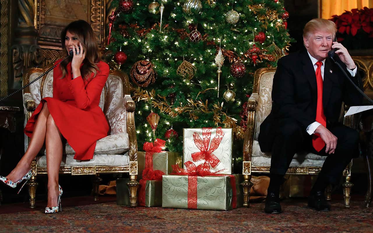 President Trump and Melania Trump speak on the phone with children as they track Santa Claus' movements
