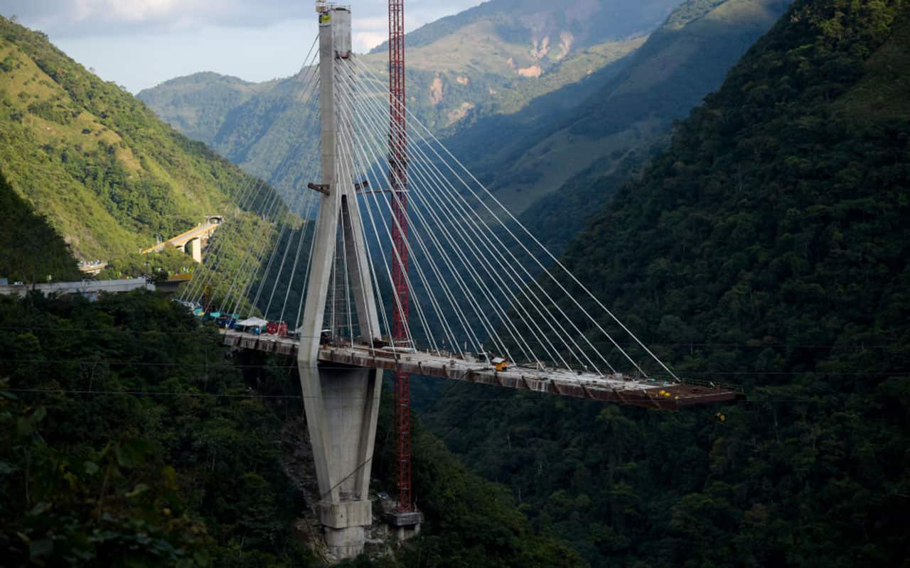 General view of a bridge that collapsed in Guayabetal municipality on the road that connects Bogota with the city of Villavicencio
