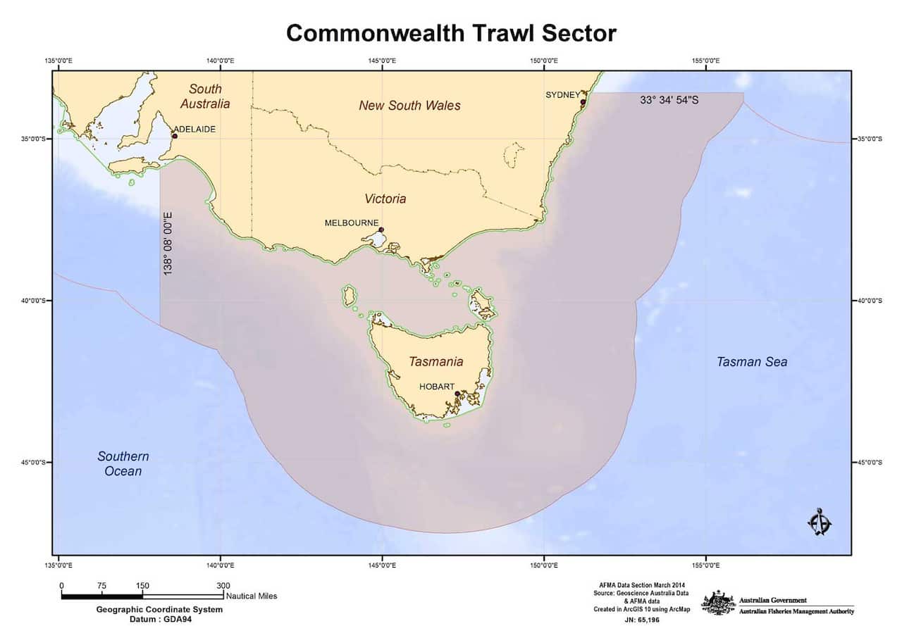 South East Trawl Fishery, AFMA map