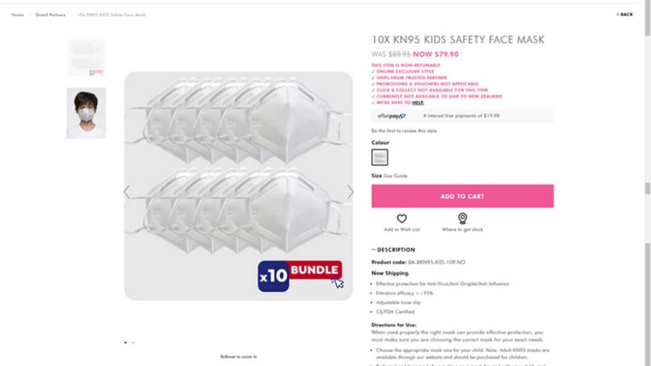 Fashion giant Mosaic Brands has been fined $630,000 for misleading and deceptive marketing of face masks and hand sanitiser. 