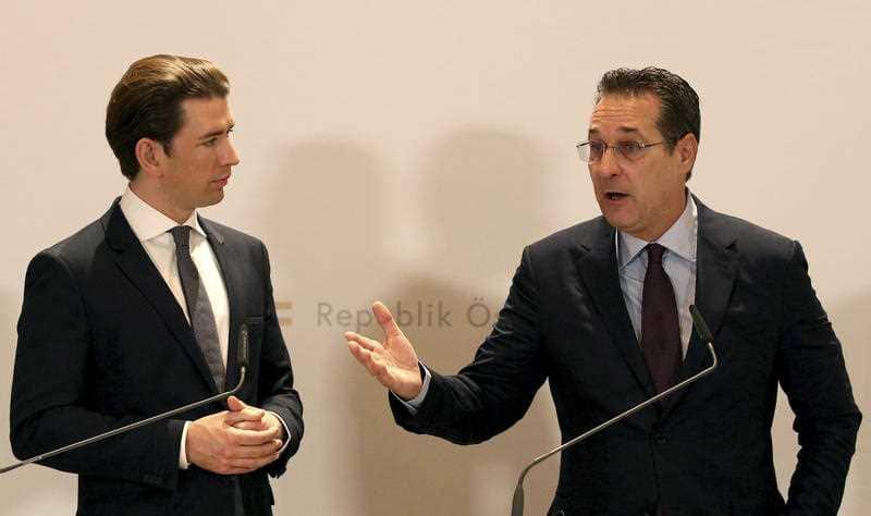 Austria's Chancellor Sebastian Kurz and Austrian Vice Chancellor Heinz-Christian Strach.