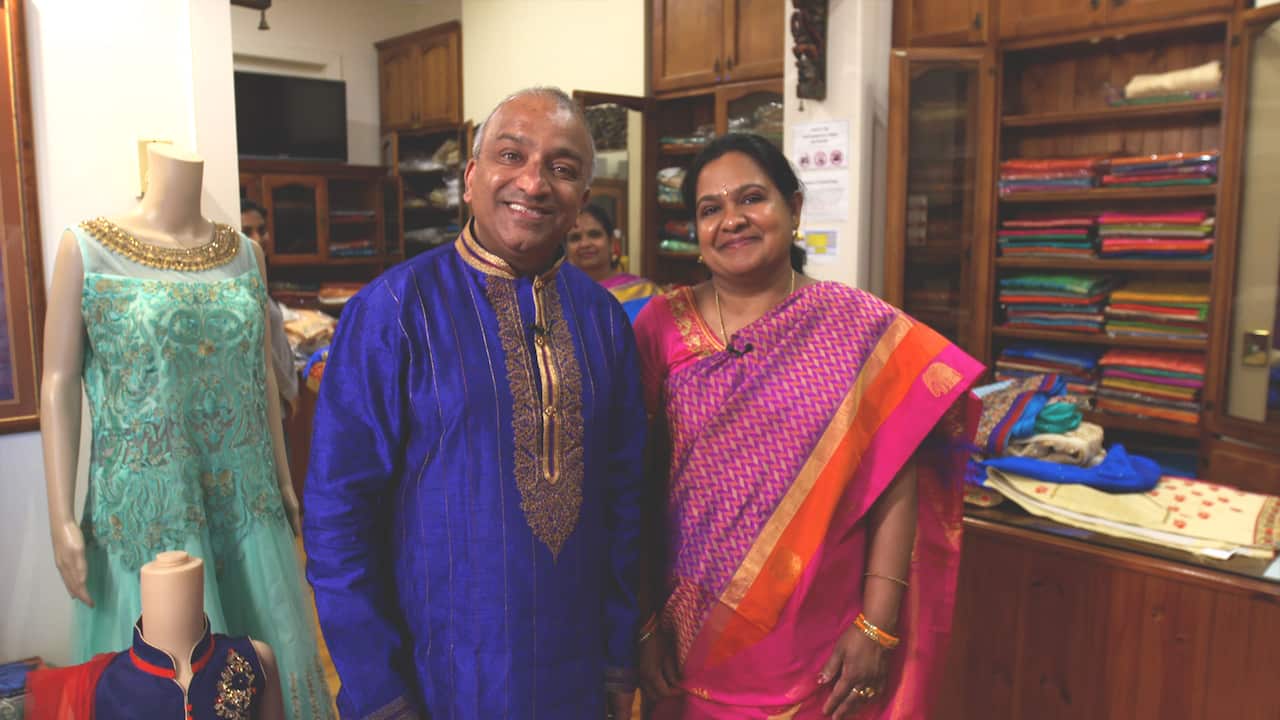 Husband and wife duo, Chandra and Uma owners of The Saree Shop