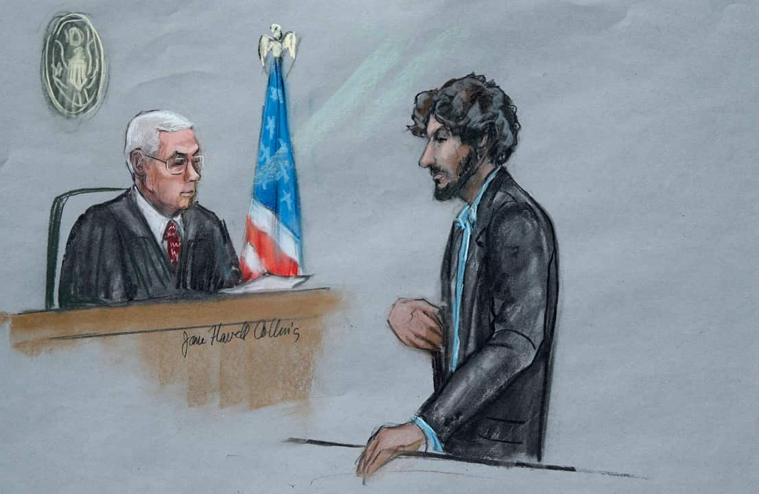 June 24, 2015: Dzhokhar Tsarnaev in court apologised to the victim's family before being sentenced to death.