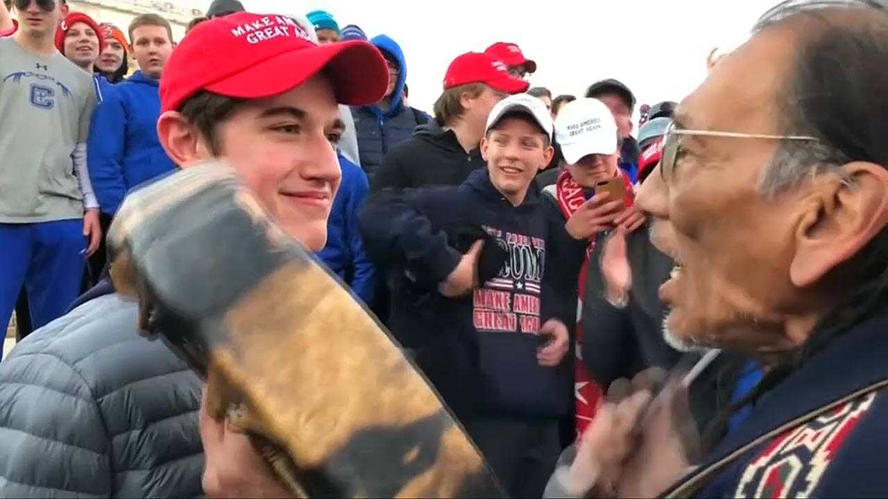 Teenagers have been accused of mocking a Native American Indian in the US.