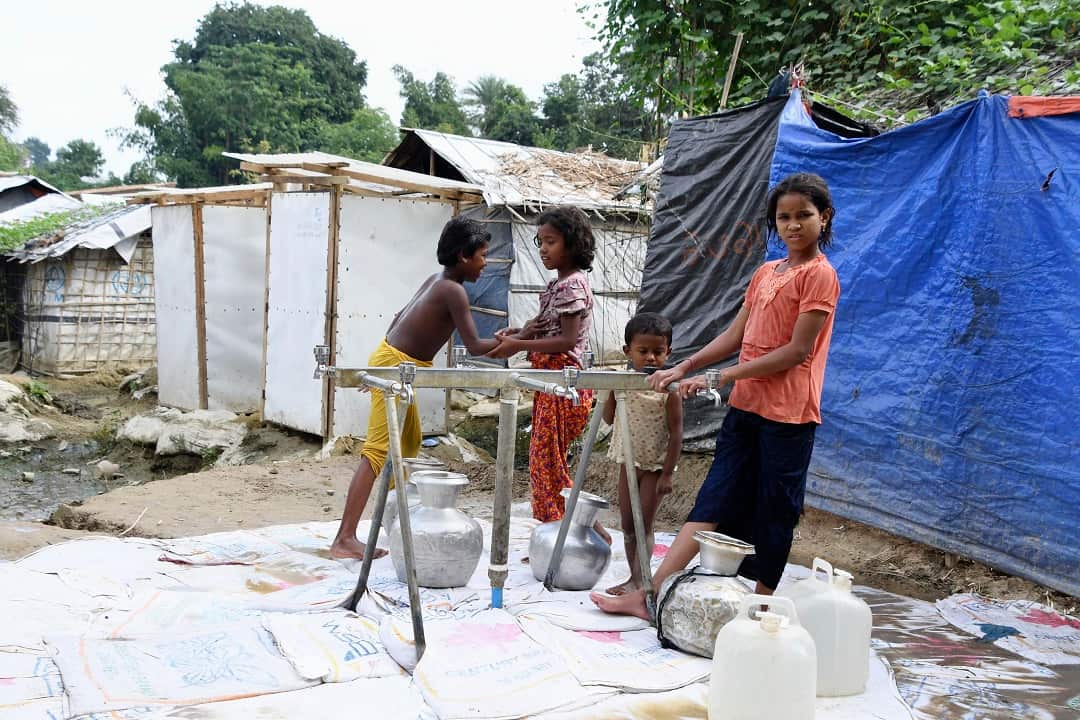 Children at a Rohingya Muslim refugee camp in Cox's Bazar.