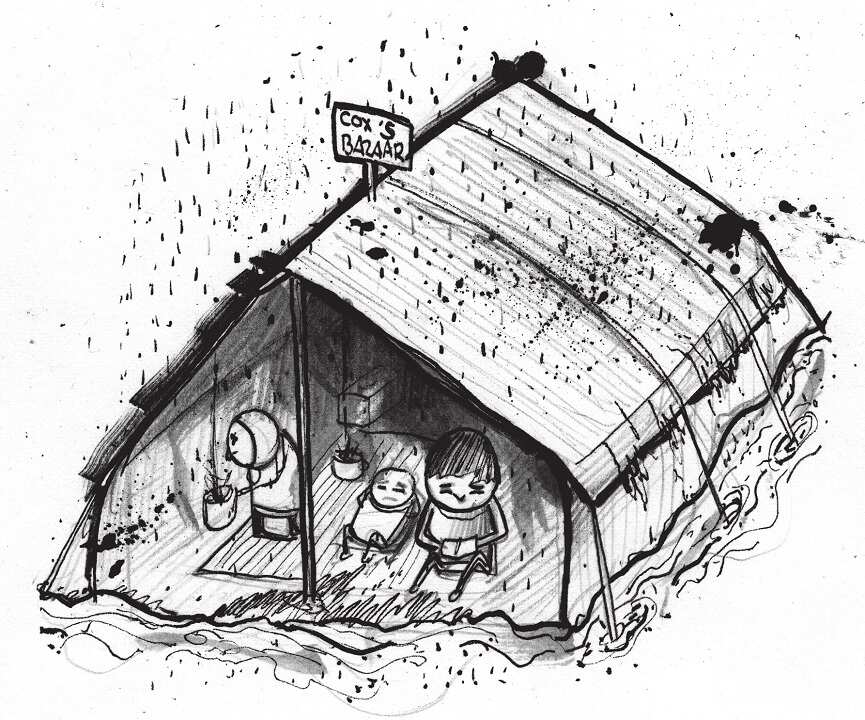 Cox’s Bazar is now home to about one million Rohingya. Illustration: Tia Kass