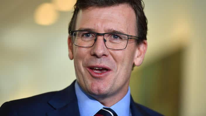 Minister for Human Services Alan Tudge at a press conference at Parliament House in Canberra, Thursday, May 11, 2017. (AAP Image/Mick Tsikas) NO ARCHIVING