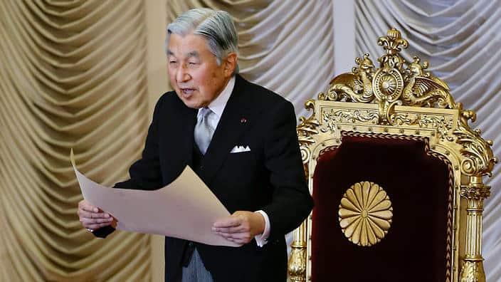 Emperor Akihito delivers a speech during the opening ceremony of a Diet session in Tokyo.