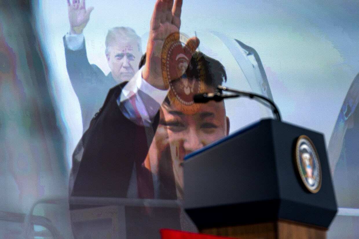 A screen grab of a US made video presented at the Singapore summit.