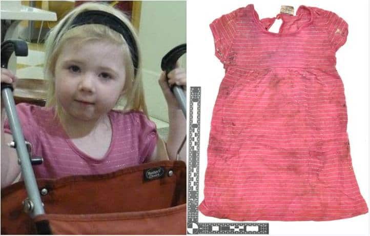 A photograph of Khandalyce Pearce wearing the dress she was found with in South Australia.
