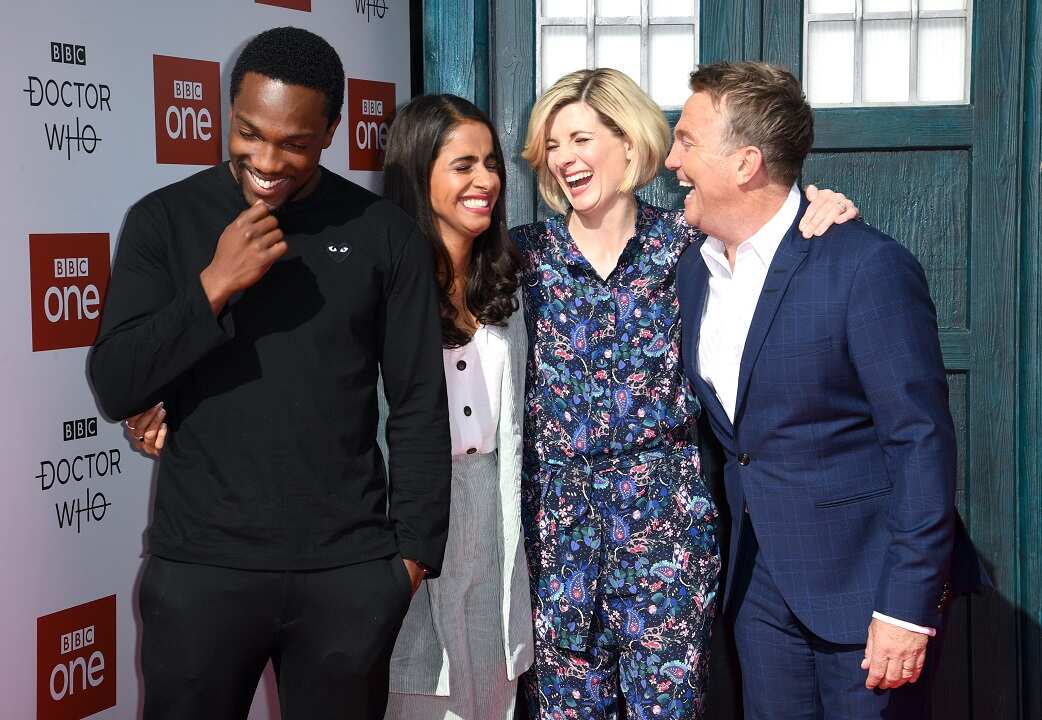 The new Doctor Who Jodie Whittaker, centre, with fellow castmates Mandip Gill, Tosin Cole and Bradley Walsh.