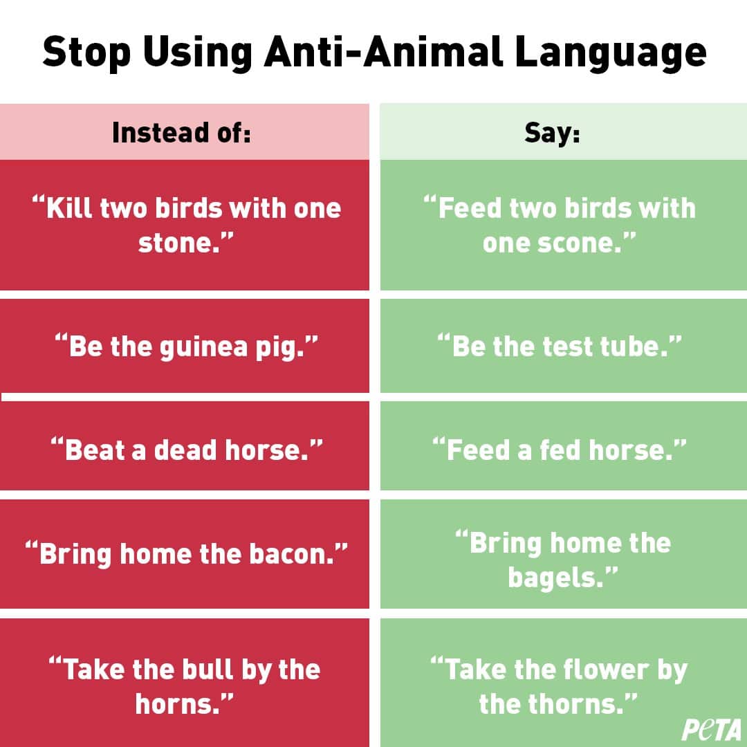 PETA called for a change in anti-animal language.