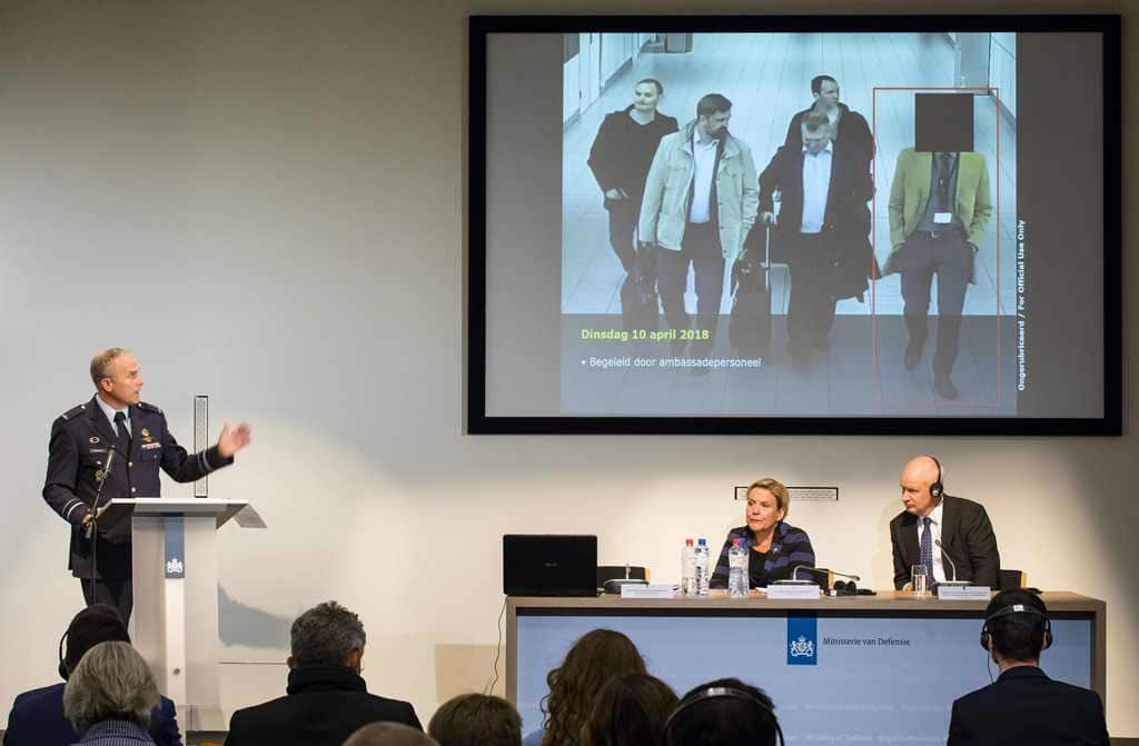 Head of Dutch Military Intelligence and Security Service Onno Eichelsheim, addresses a press conference of the Dutch Military Intelligence and Security Service.