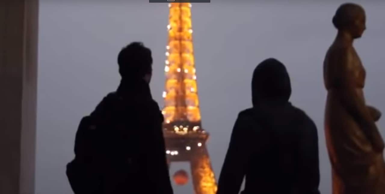 Russian men embark on a death defying climb up the Eiffel Tower.
