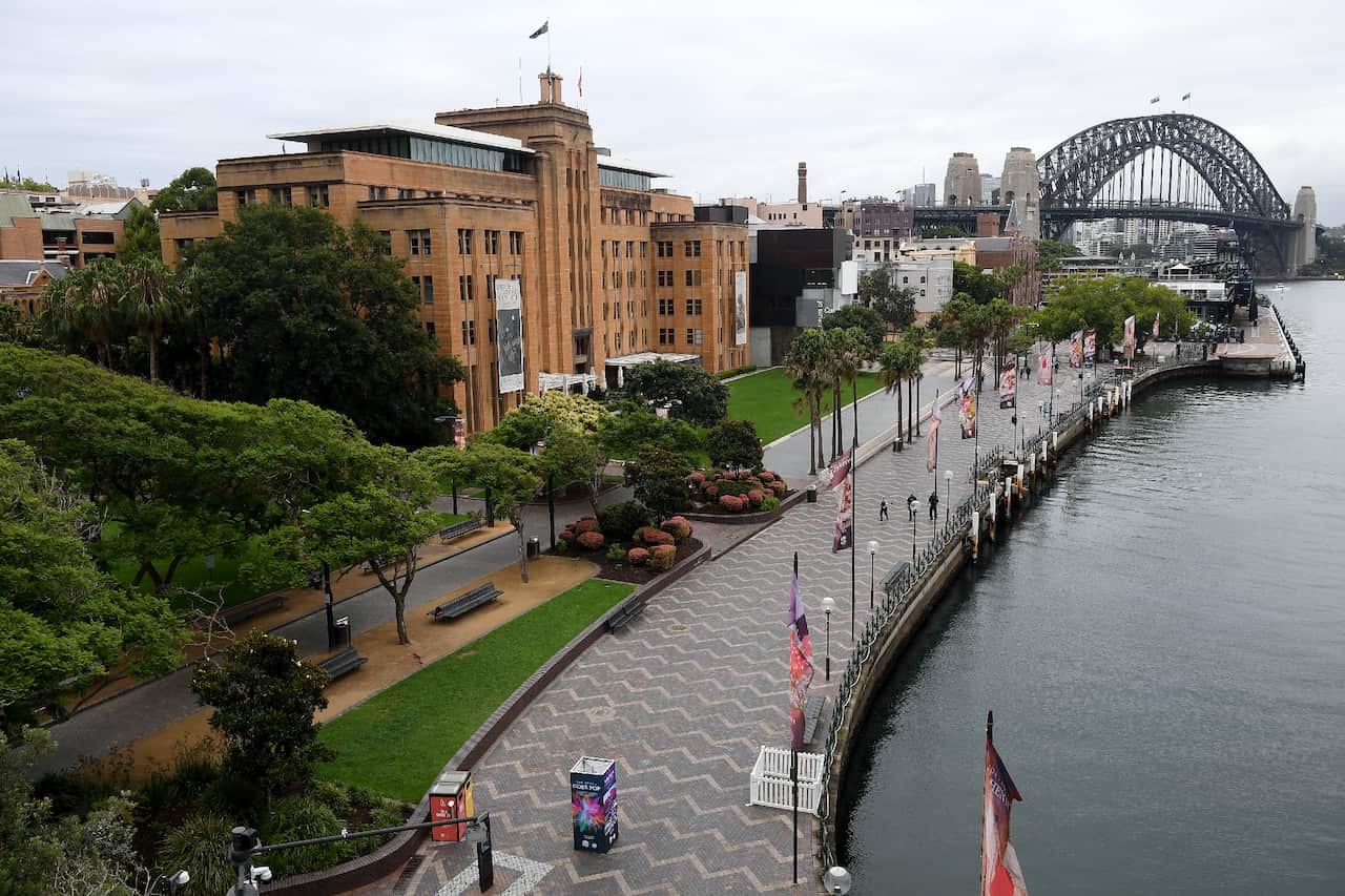 The Sydney CBD was empty ahead of the fireworks as a result of COVID-19 restrictions.