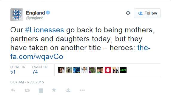 A tweet from the English national football team has caused outrage.