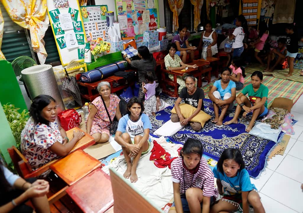 A school has been turned into a temporary shelter in the town of Aparri.