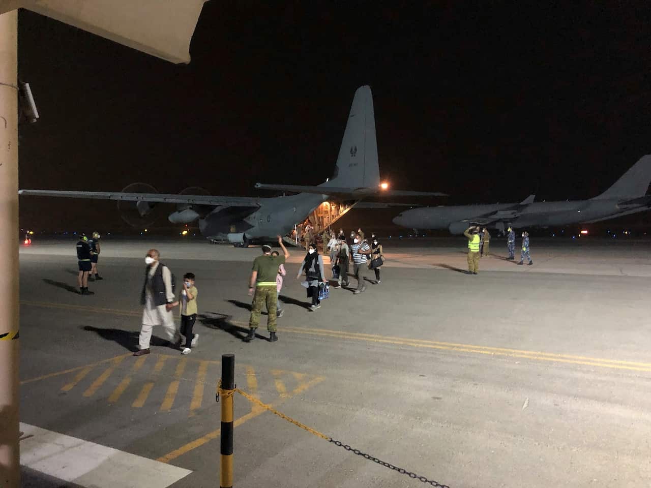 An Australian RAAF C-130 Hercules plane has successfully evacuated 26 people from Kabul airport.