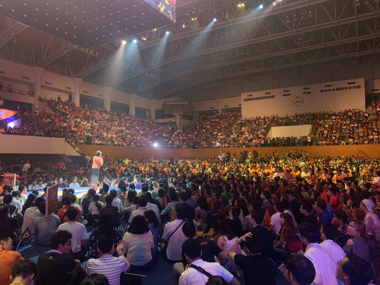 University students attend a rally pre-Thai election.