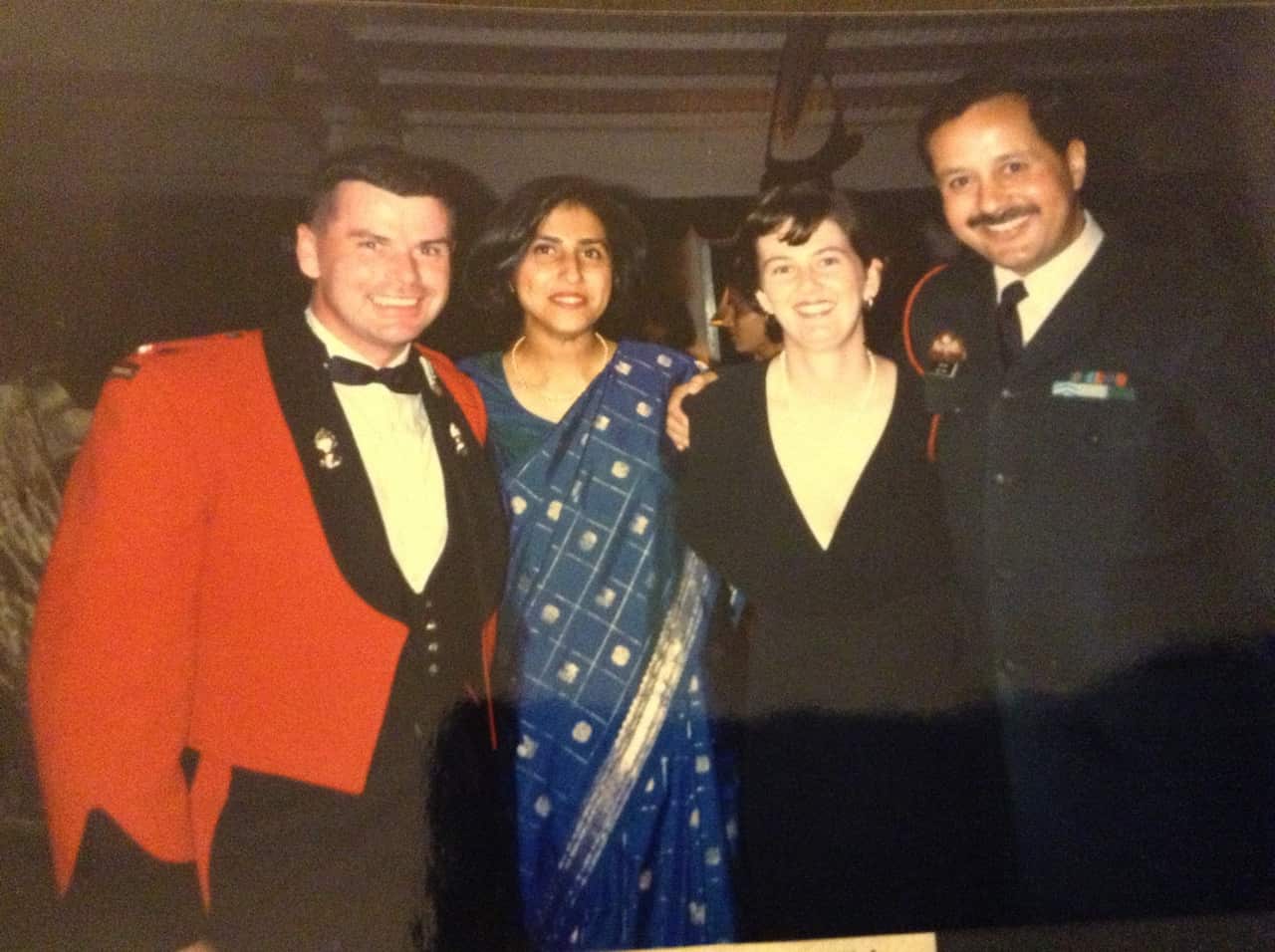 Brig Sowry, Tina Whig, Kath Sowry and Maj Mohit Whig in Staff College, Wellington (India) 1994