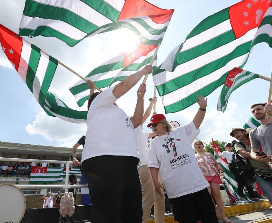 Abkhazia fans during at the CONIFA World Football Cup 2018.
