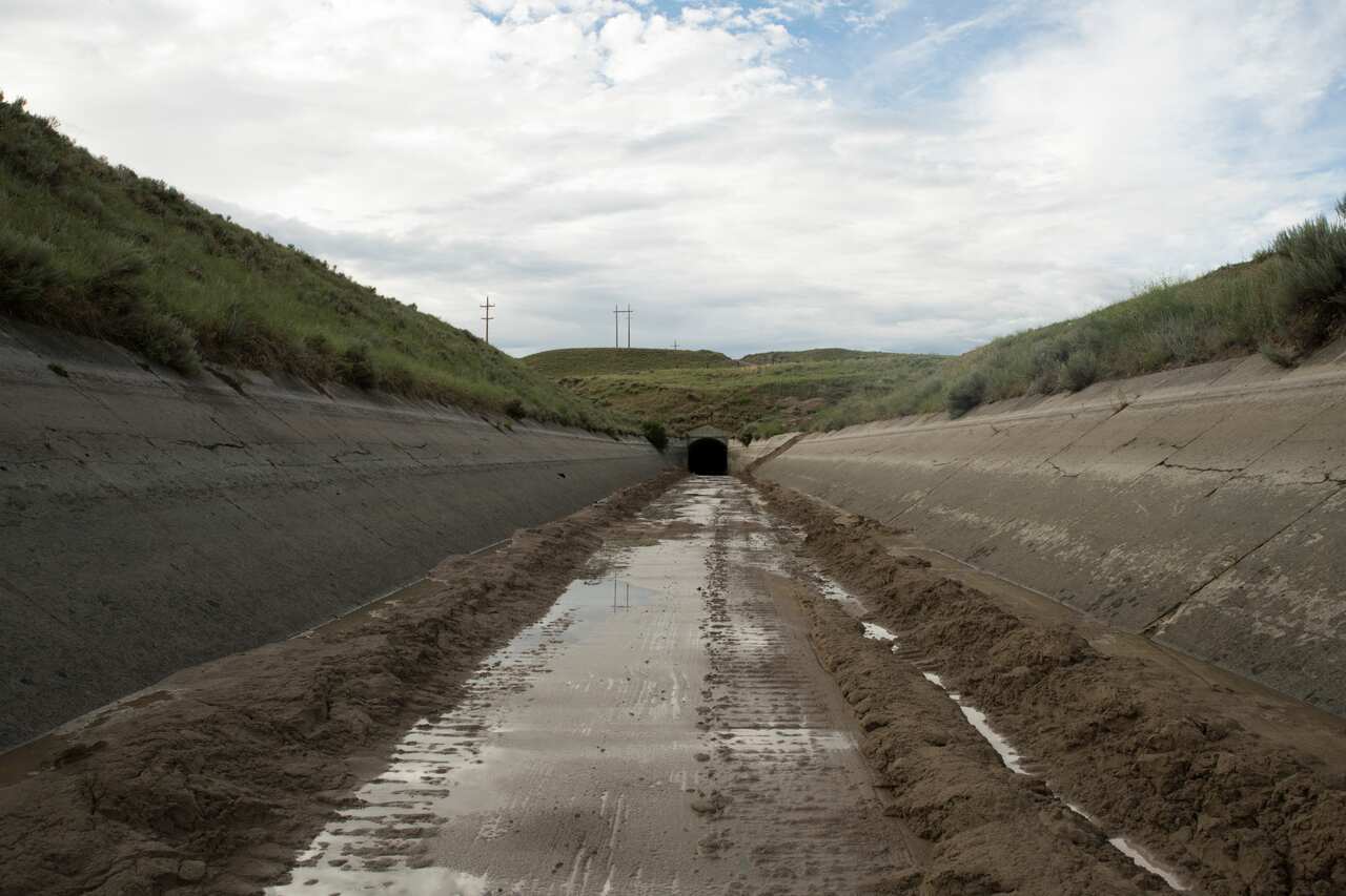  An irrigation tunnel that collapsed near Fort Laramie, Wyo., July 27, 2019.(Theo Stroomer/The New York Times)