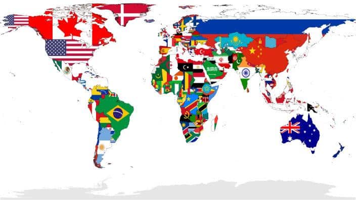 Flag map of the world