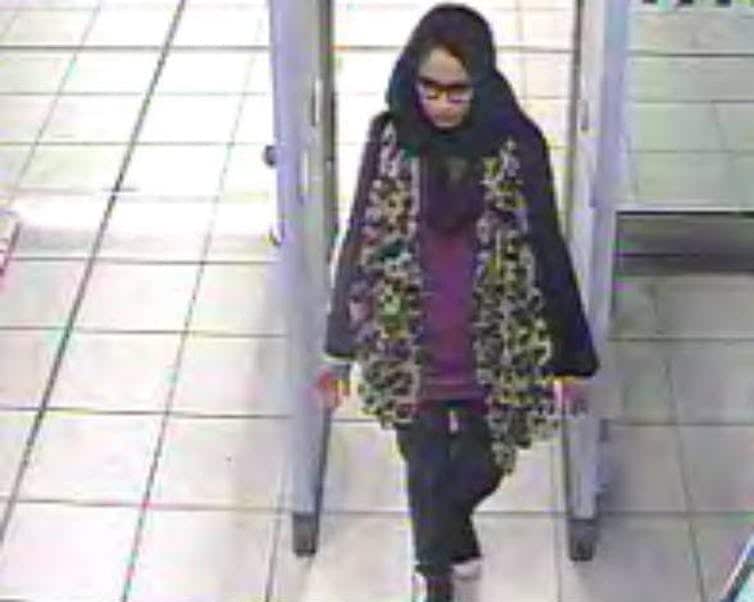 Shamima Begum leaving Gatwick Airport, southern England, 17 February 2015.