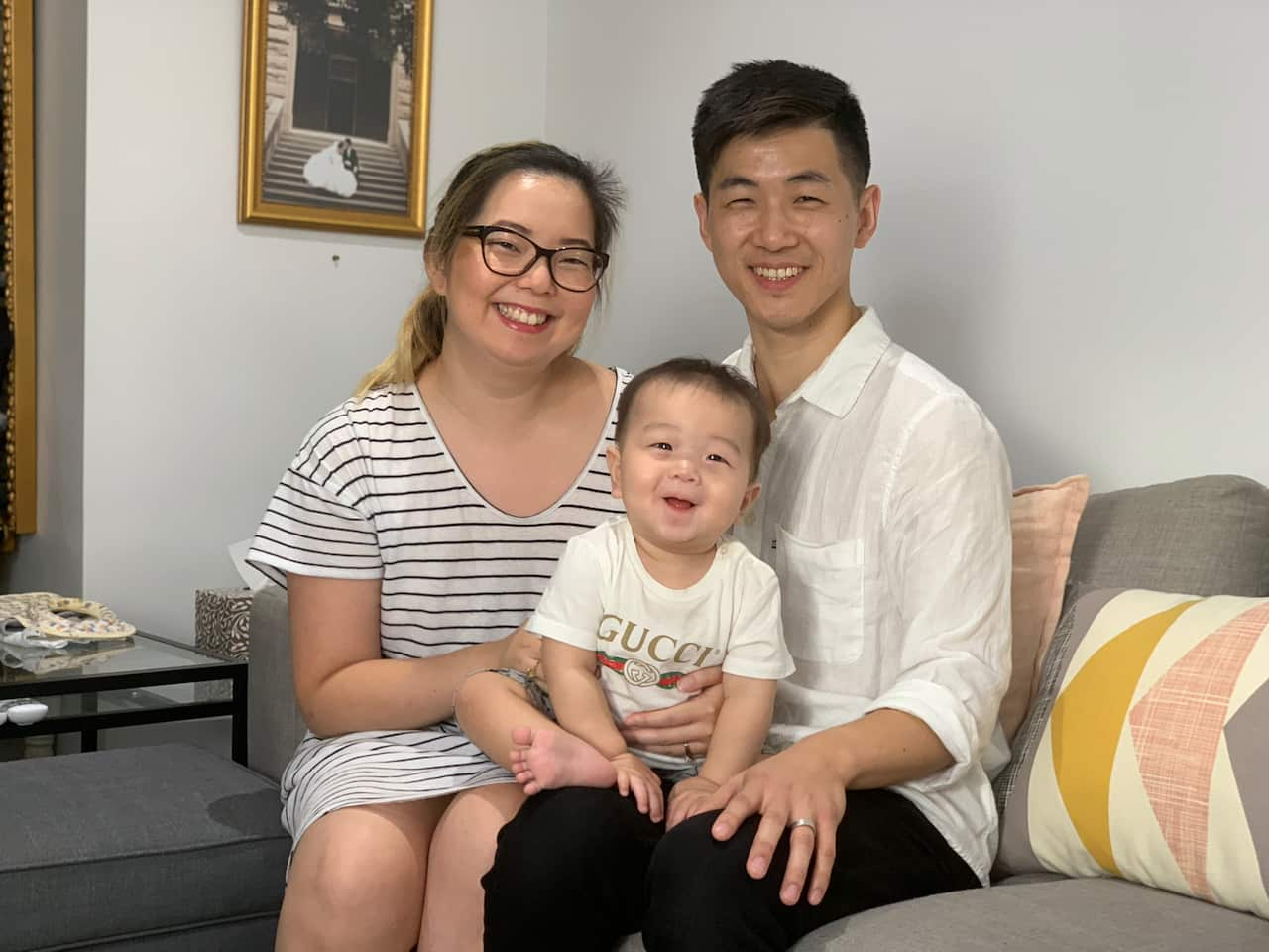 Sunny Li with his wife Christina and son Brooklyn. 