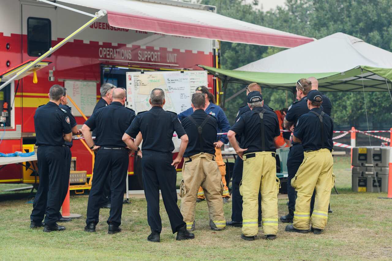 The fire command post in Deepwater, Queensland.