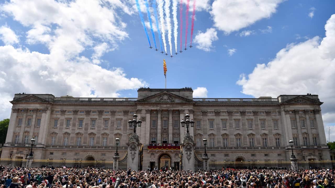 A fly-past during the Trooping the Colour Queen's birthday parade, in central London.