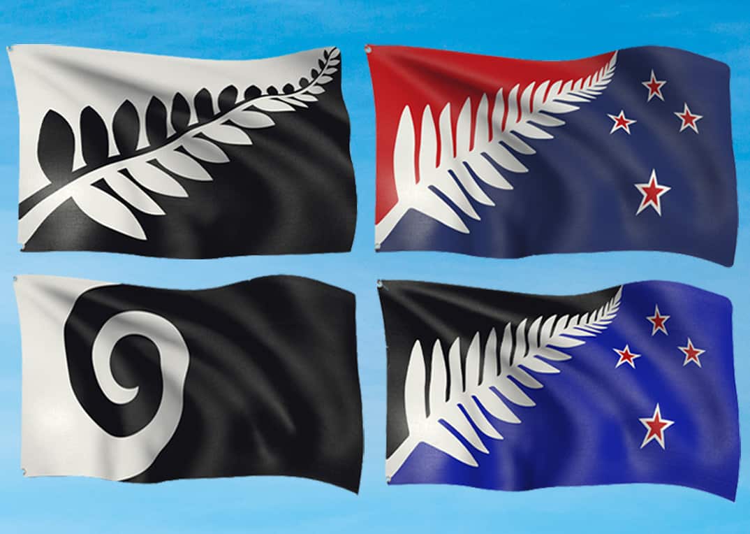 A supplied combination image of the final four alternative flag designs for a new New Zealand flag (AAP)