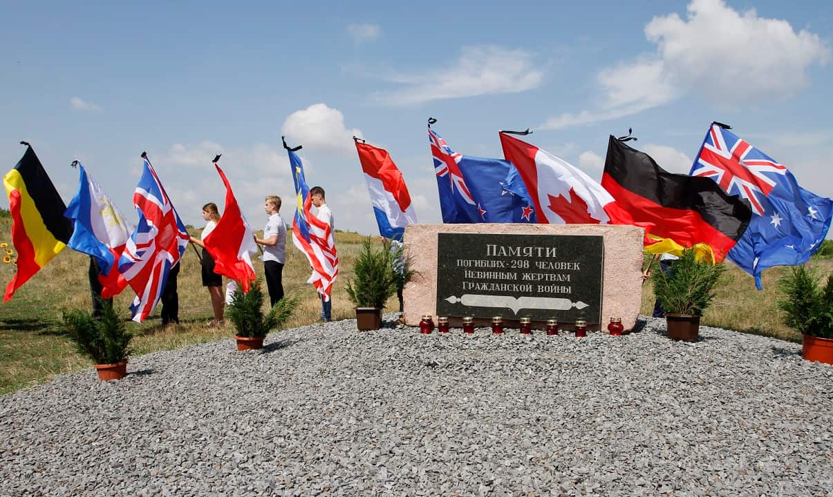 A mourning ceremony at the crash site of the MH17 plane