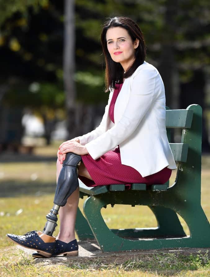 Labor's candidate for the federal seat of Dickson, Ali France, is seen posing for a photo at Bald Hills, north of Brisbane