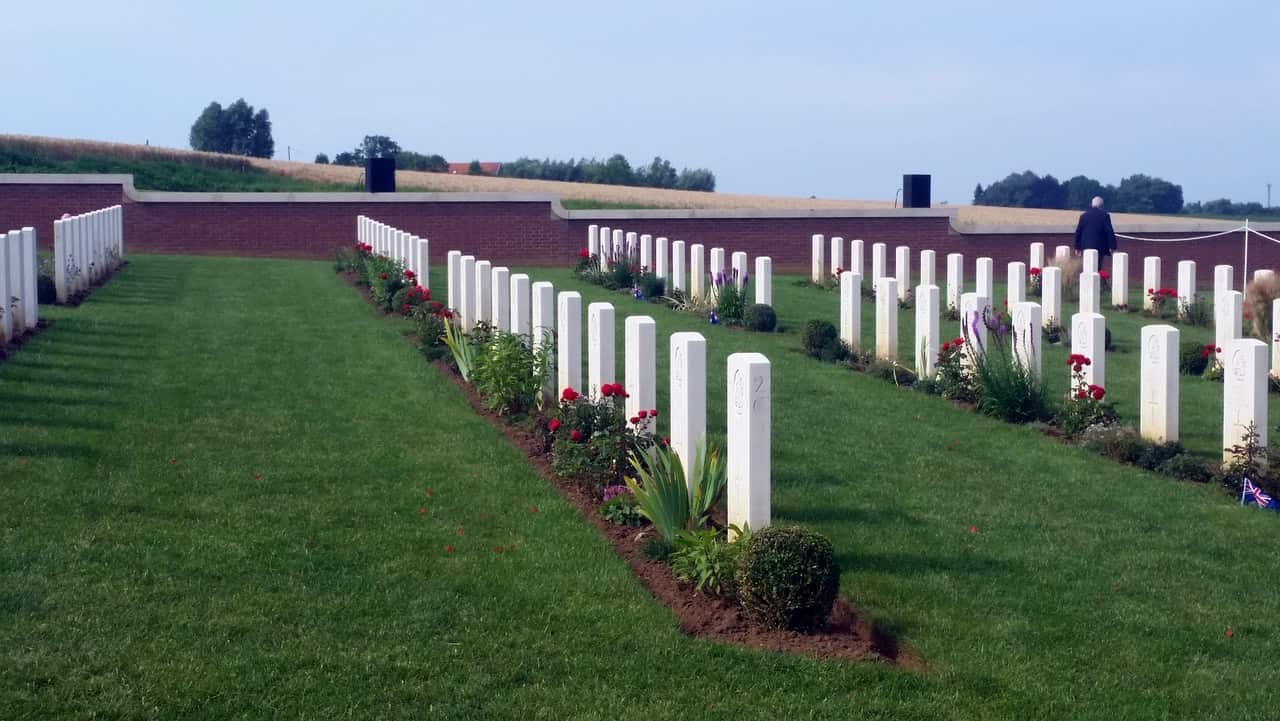 There are 250 graves of Australian and British soldiers in the Pheasant Wood cemetery in Fromelles.
