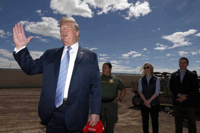 President Donald Trump visits a new section of the border wall with Mexico.