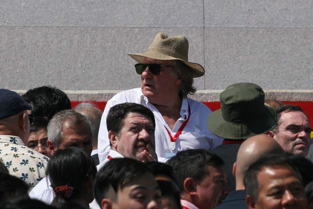 French actor Gerard Depardieu attends the military parade.