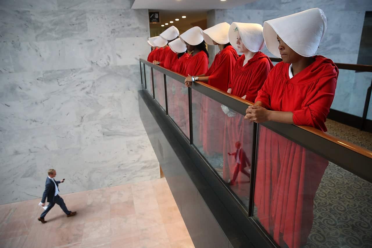 Protesters at against Brett Kavanaugh on Tuesday.