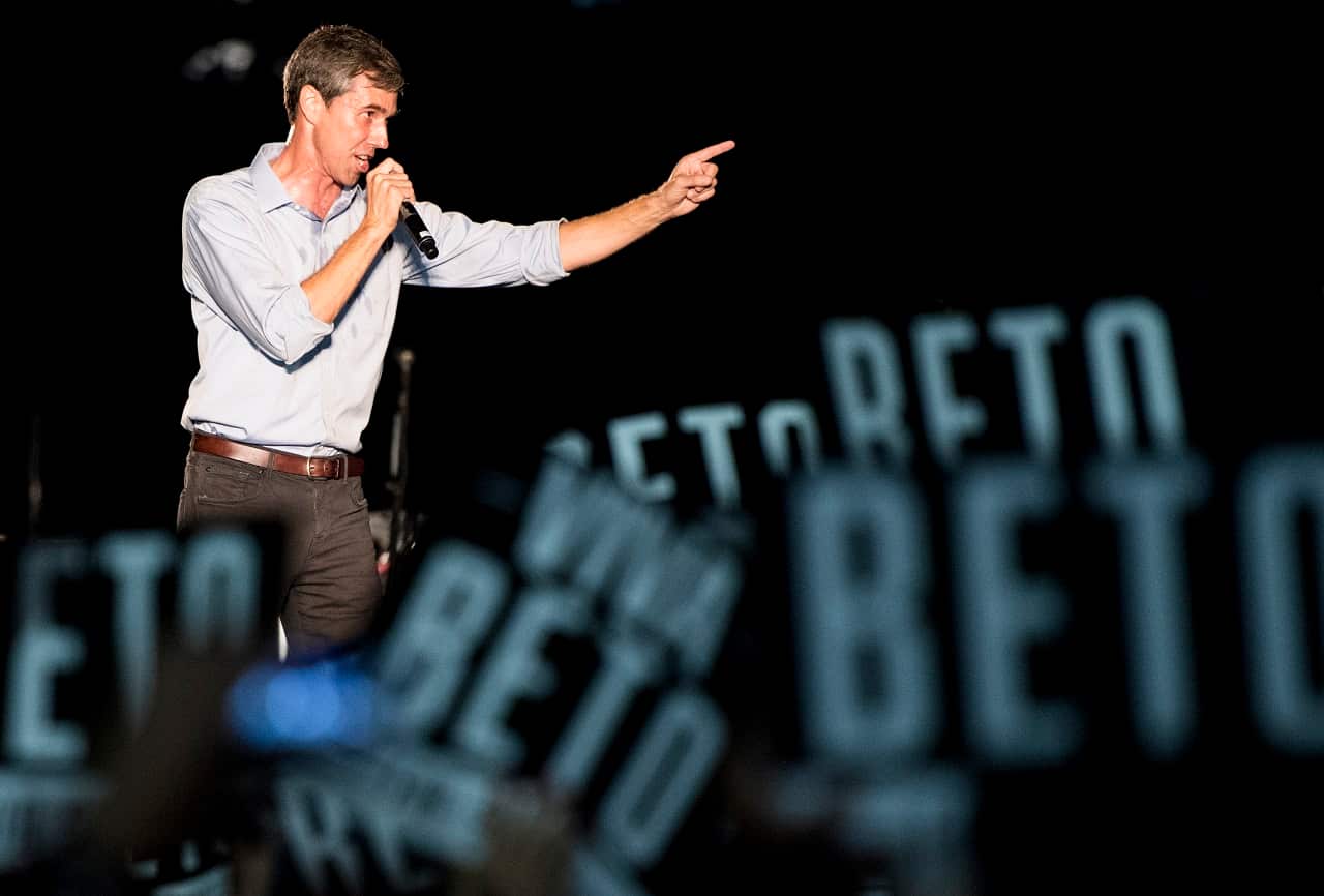 Beto O'Rourke speaks to the crowd in Austin.
