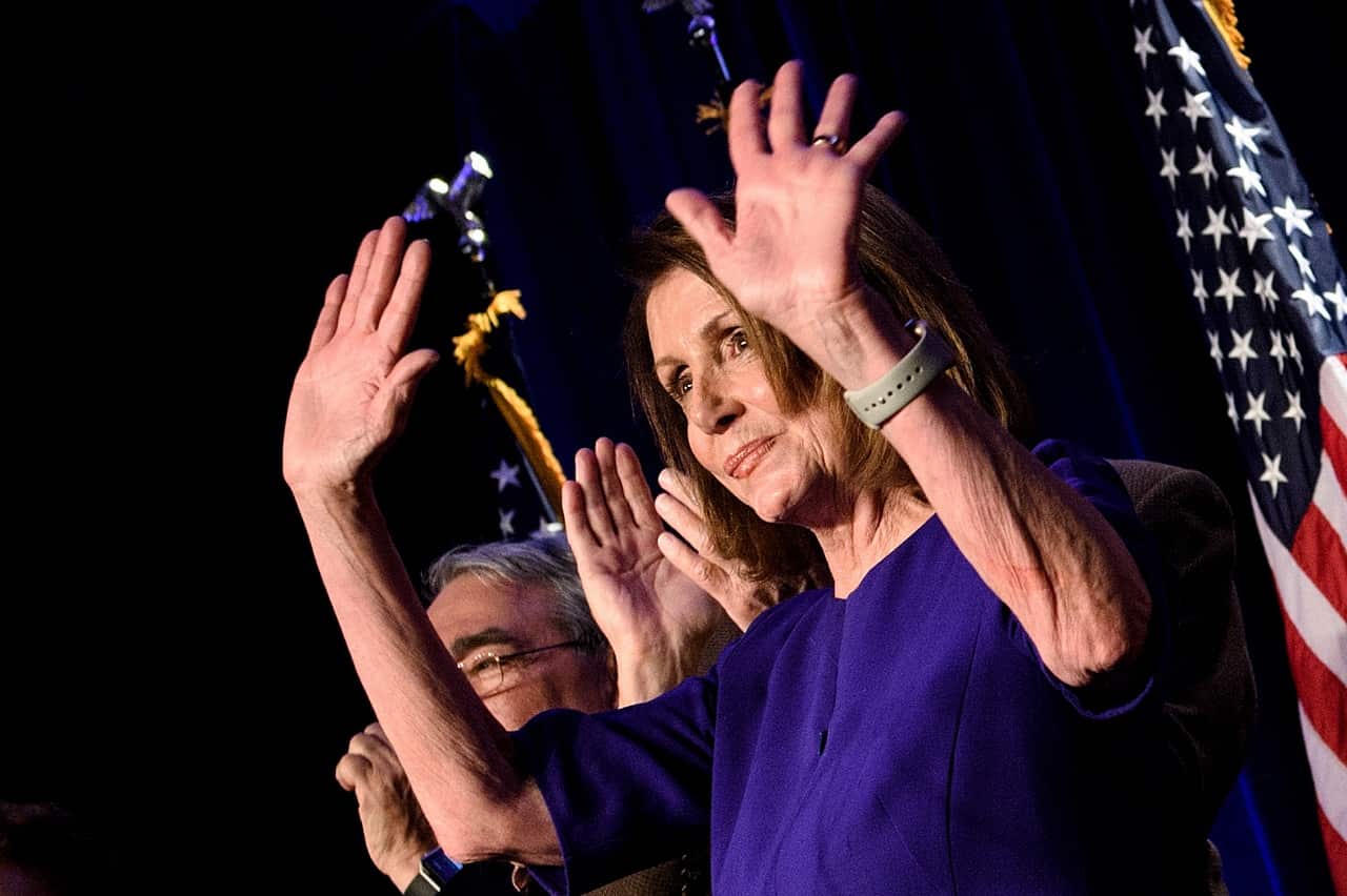 House Minority Leader Nancy Pelosi celebrates the result.