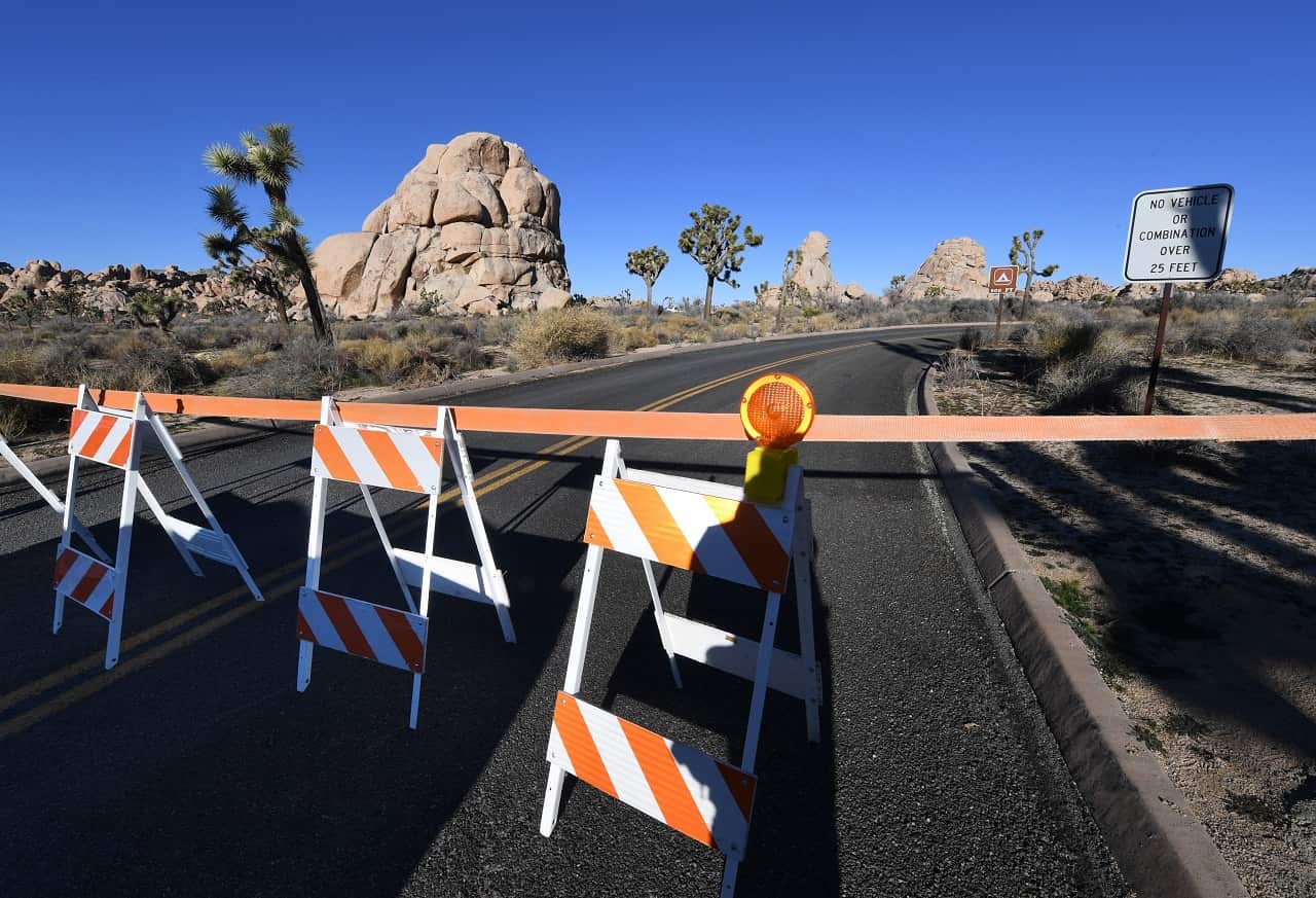 Campgrounds at Joshua Tree National Park were blocked off after the federal government’s partial shutdown.