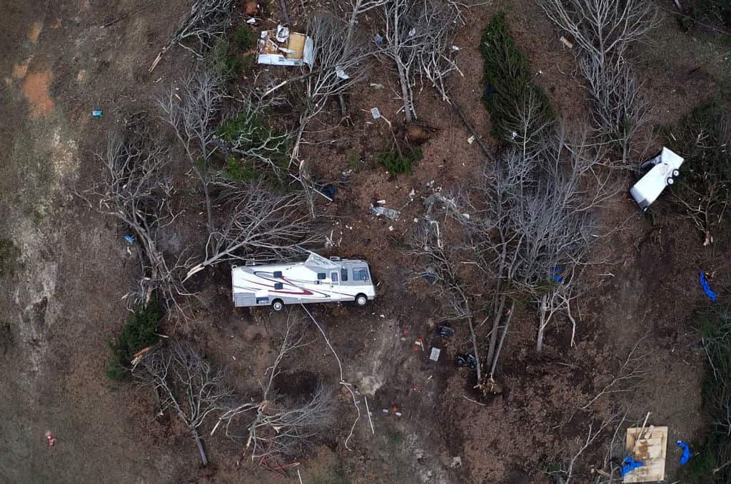 Damaged trees and property.