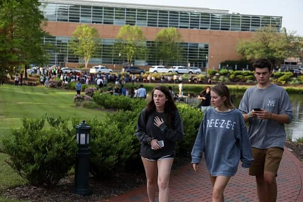 Students at University of North Carolina Charlotte following fatal shooting