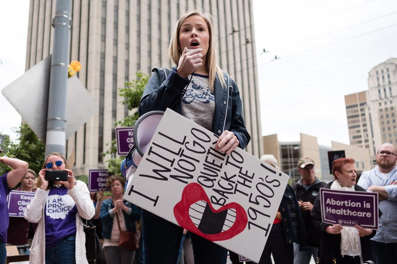Abortion rights activists in Ohio earlier this year.